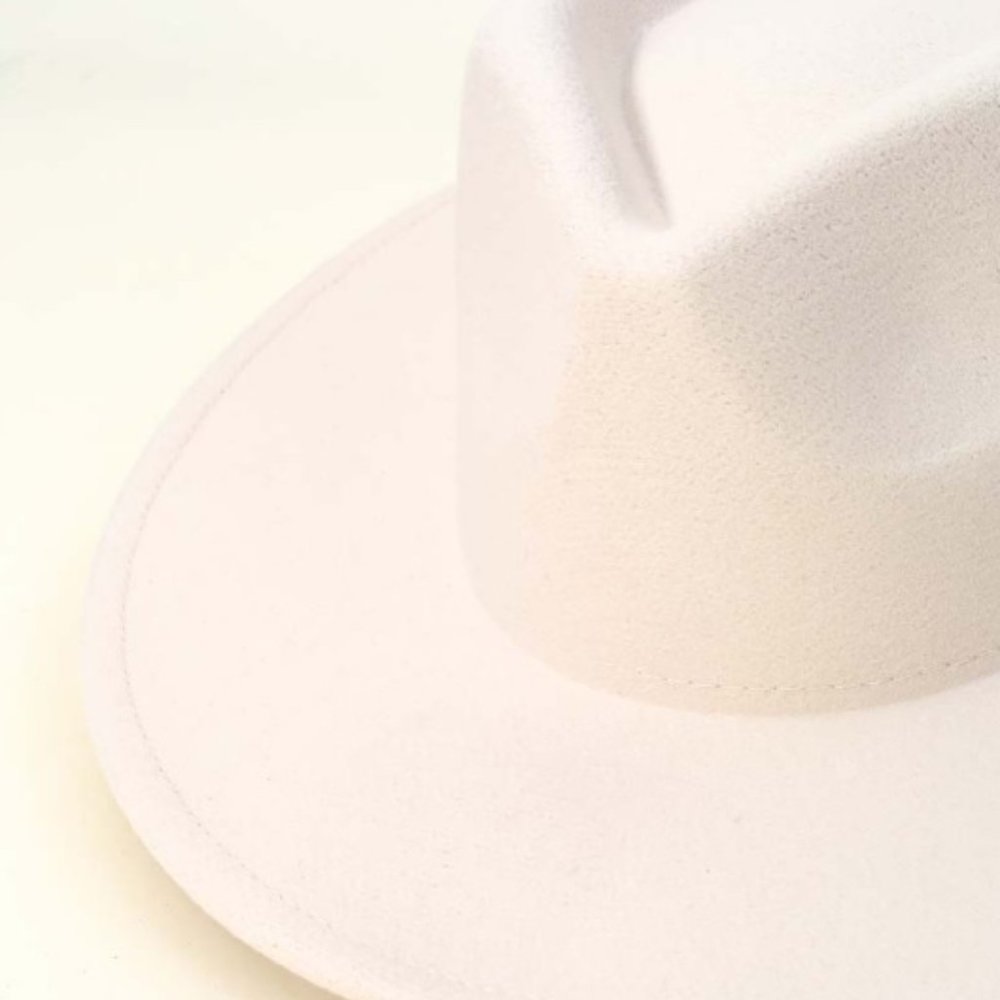 Frankie White Solid Fedora Hat - Picture 3 of 5